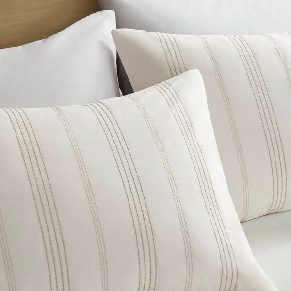 Harbor House Blue Morgan 5 Piece Cotton Jaquard Duvet Set in Ivory/Taupe, Full/Queen HH12-1991 - Image 5