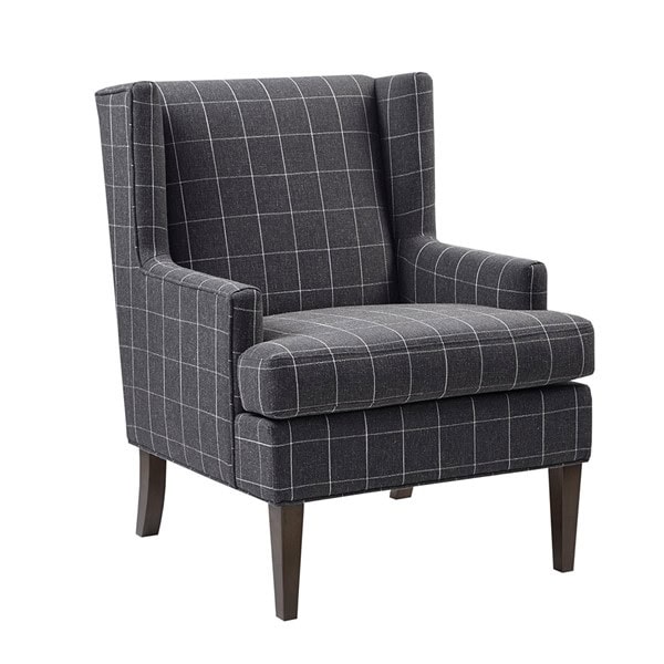 Martha Stewart Decker Plaid Wingback Armchair in Charcoal, One Size MT100-0106 - Image 2