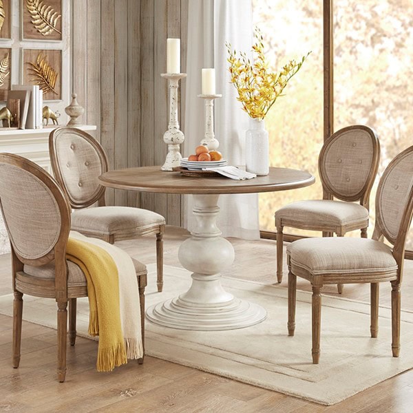 Madison Park Lexi 46" Round Pedestal Dining Table in Reclaimed Walnut/Antique Cream, 46" Dia. MP121-0772 - Image 7