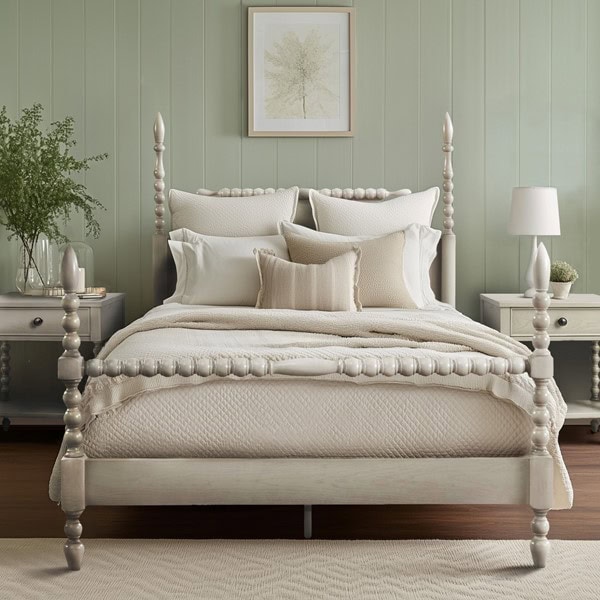 Madison Park Signature Beckett Turned Wood Spindle Bed in Antique Cream, Queen MPS115-0287U2 - Image 2