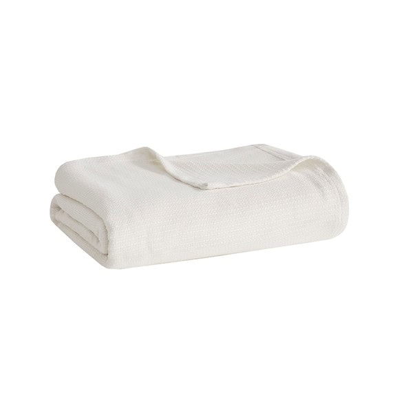 Madison Park Freshspun Basketweave Cotton Blanket in Cream, King BL51N-0847 - Image 4