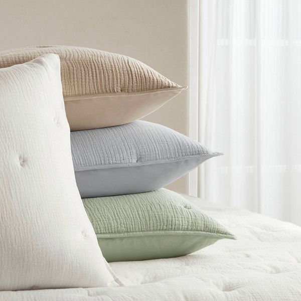 Harbor House Blue Breeze cotton gauze embroidered Euro Sham in Taupe, Euro Sham HH11-1894 - Image 7