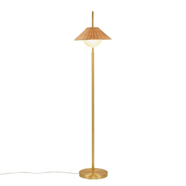 INK+IVY Laguna Rattan Weave Shade Floor Lamp in Gold/Natural, One Size II154-0158 - Image 2