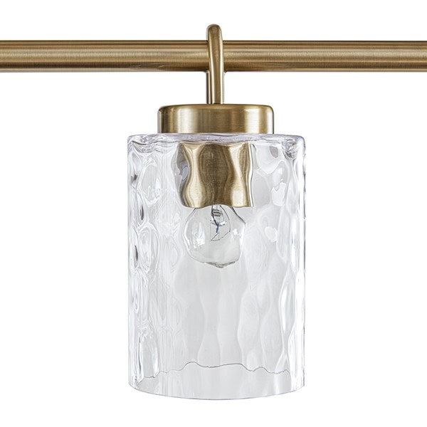 INK+IVY Curiana 5-light Linear Chandelier with Textured Glass Shades in Antique Brass, One Size FB150-1191 - Image 5
