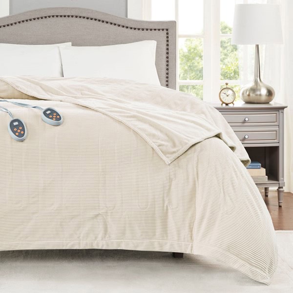 Beautyrest Electric Micro Fleece Heated Blanket in Ivory, Full BR54-0176 - Image 2
