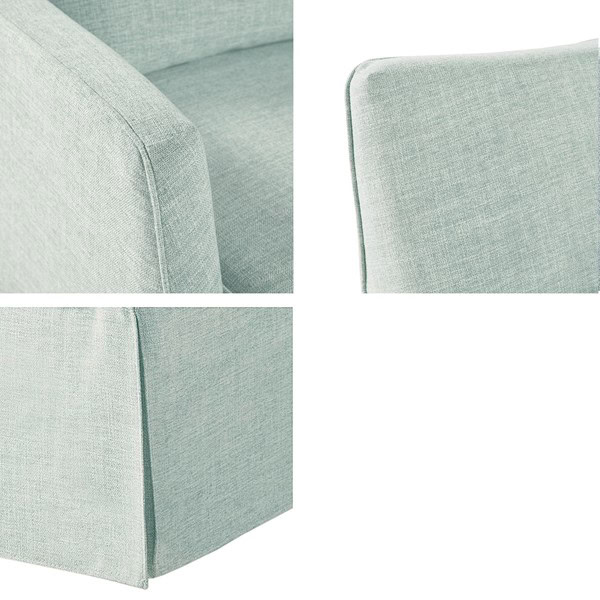 Martha Stewart London Upholstered Skirted Swivel Armchair with Lumbar Pillow in Mint, One Size MT103-0191 - Image 5