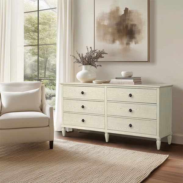 Madison Park Signature Victoria 6-drawer wood dresser (70") in Antique Cream, One Size MPS137-0317 - Image 2