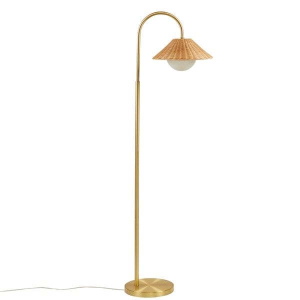INK+IVY Laguna Rattan Weave Shade Floor Lamp in Gold/Natural, One Size II154-0158 - Image 3