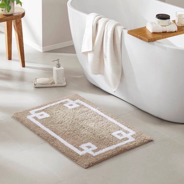 Madison Park Evan Cotton Tufted Bath Rug in Taupe, 24x72" MP72-3566
