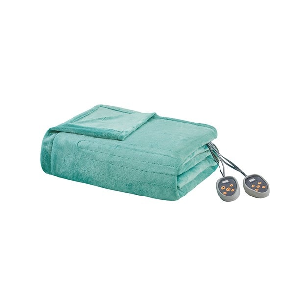 Beautyrest Plush Heated Blanket in Aqua, Full BR54-0904 - Image 2
