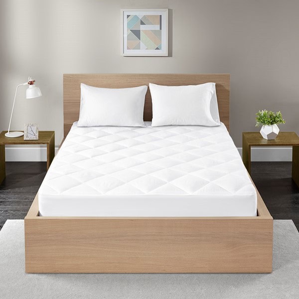 Madison Park Quiet Nights 300 Thread Count Cotton Sateen Waterproof Mattress Pad in White, Twin BASI16-0032 - Image 3