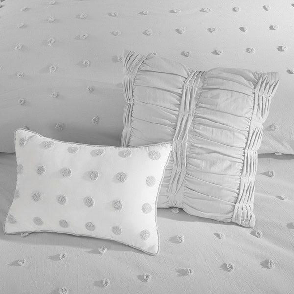 Urban Habitat Brooklyn Cotton Jacquard Duvet Cover Set with Euro Shams and Throw Pillows in Grey, King/Cal King UH12-2164 - Image 3