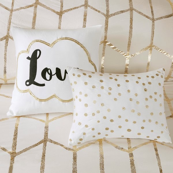 Intelligent Design Raina 100% Polyester Brushed Microfiber Printed Comforter Set in Ivory/Gold, Twin/Twin XL TT10-0018 - Image 2