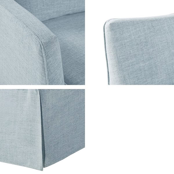 Martha Stewart London Upholstered Skirted Swivel Armchair with Lumbar Pillow in Light Blue, One Size MT103-0170 - Image 6