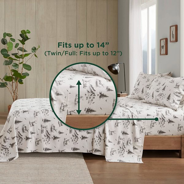 Woolrich Cotton Flannel Sheet Set in Gray Deer Toile, Full WR20-3990 - Image 3
