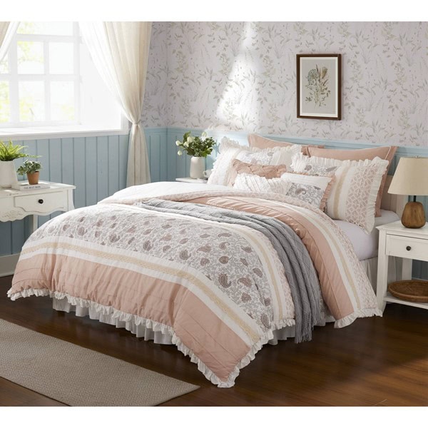 Madison Park Dawn 9 Piece Cotton Percale Comforter Set in Blush, Queen MP10-6866 - Image 3