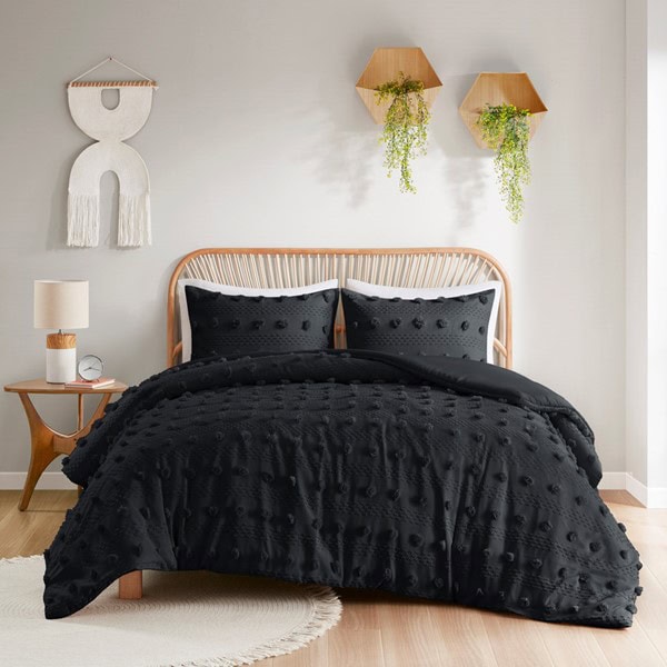Intelligent Design Lucy Clip Jacquard Duvet Cover Set in Black, Full/Queen ID12-2373 - Image 3