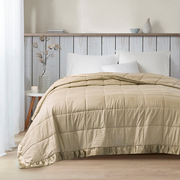 Madison Park Cambria Oversized Down Alternative Blanket with Satin Trim in Taupe, Full/Queen MP51-2602 - Image 5