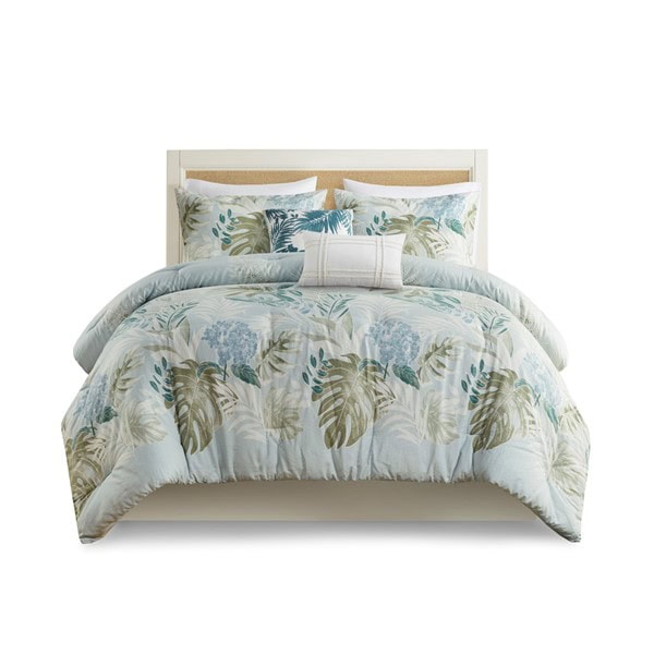 Harbor House Blue Kiawah Island 6 Piece Oversized Cotton Comforter Set with Throw Pillow in Blue, Queen HH10-1851 - Image 3