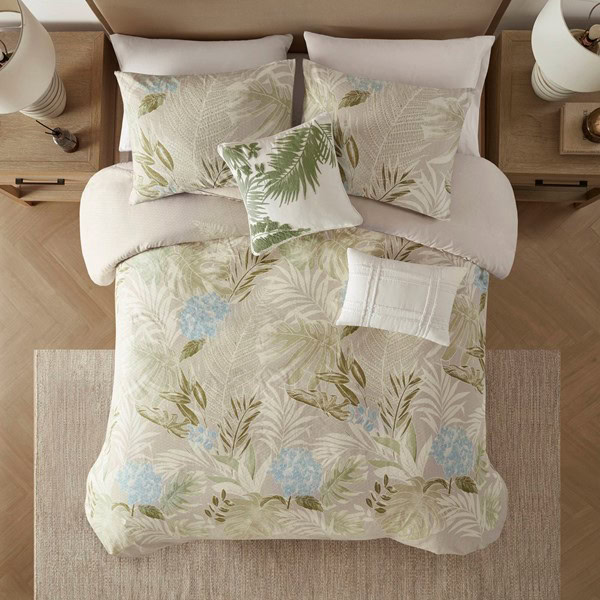 Harbor House Blue Kiawah Island 5 Piece Cotton Duvet Cover Set with Throw Pillow in Taupe, King/Cal King HH12-1986 - Image 2