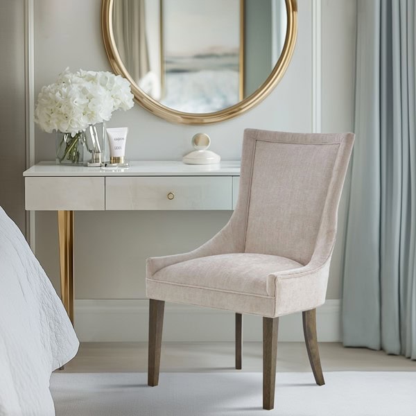Madison Park Signature Ultra Upholstered Dining Side Chairs with wood legs (Set of 2) in Cream, Set of 2 MPS108-0286 - Image 5