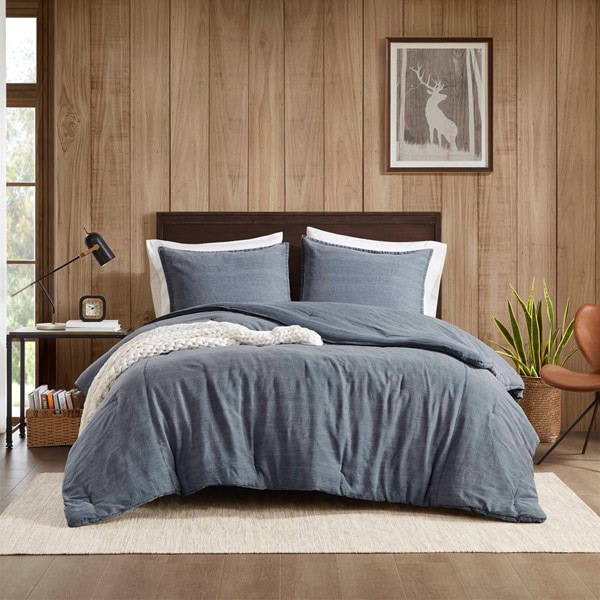 Woolrich Mckenzie Cotton Twill Washed Comforter Set in Blue, King/Cal King WR10-4035