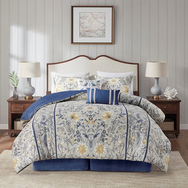Harbor House Blue Livia 6 Piece Cotton Comforter Set, Queen HH10-1800 - Image 3