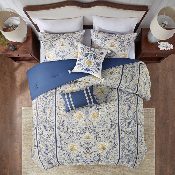 Harbor House Blue Livia 6 Piece Cotton Comforter Set, Queen HH10-1800 - Image 2