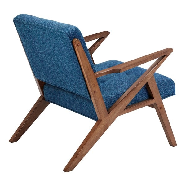 INK+IVY Rocket Upholstered Arm Chair with Angled Wood Frame in Blue/Pecan, One Size II100-0088 - Image 3