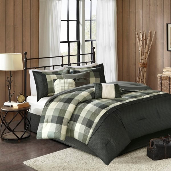 Madison Park Ridge 7 Piece Herringbone Comforter Set in Grey, Cal King MP10-4678