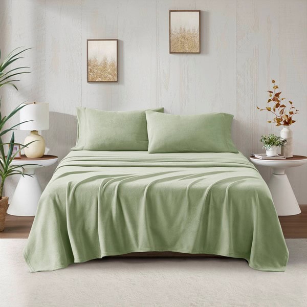 True North by Sleep Philosophy Micro Fleece Sheet Set in Green, Twin PC20-005