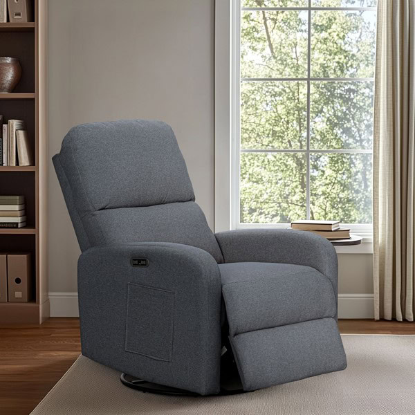 INK+IVY Dakota Power Recliner 3-in-1 with Swivel, Glider, Charging Station in Grey, One Size II103-0610 - Image 3
