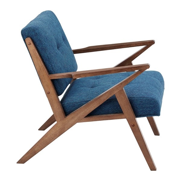 INK+IVY Rocket Upholstered Arm Chair with Angled Wood Frame in Blue/Pecan, One Size II100-0088 - Image 2