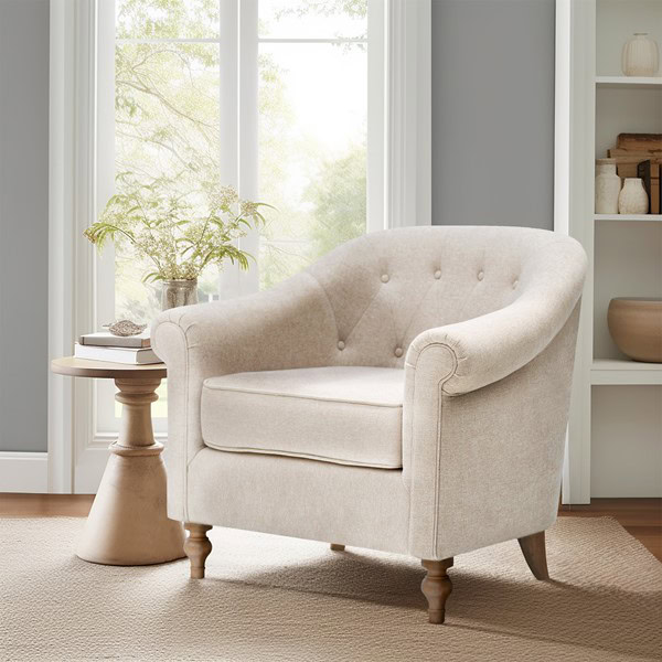 Martha Stewart Fayette Tufted Accent Arm Chair in Cream, One Size MT100-1190