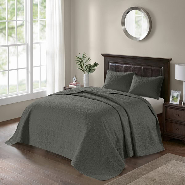 Madison Park Quebec Reversible Bedspread Set in Dark Grey, Full MP13-6455 - Image 4
