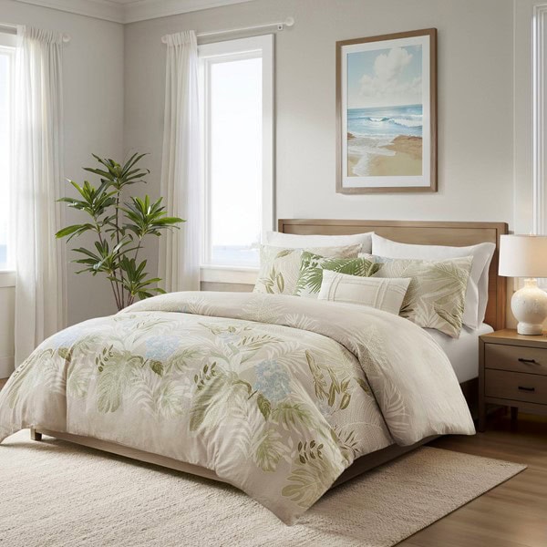 Harbor House Blue Kiawah Island 5 Piece Cotton Duvet Cover Set with Throw Pillow in Taupe, Full/Queen HH12-1985 - Image 5