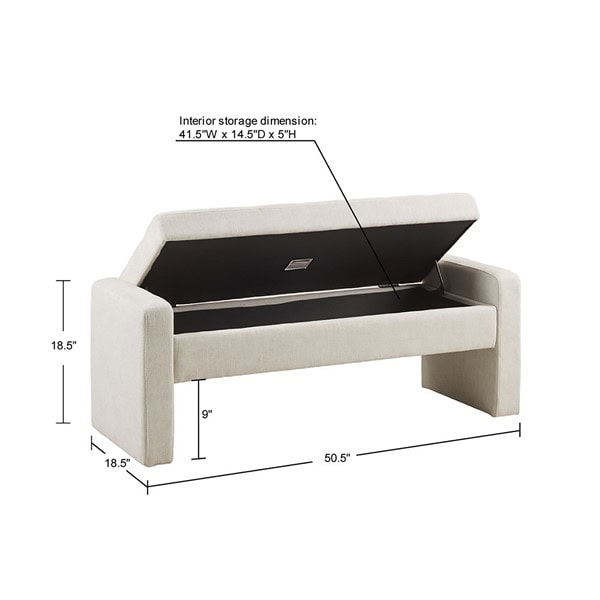 Madison Park Gillian Soft Close Storage Bench in Cream, One Size FPF18-0524 - Image 5