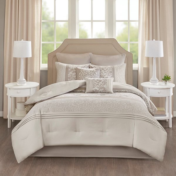 510 Design Ramsey Embroidered 8 Piece Comforter Set in Neutral, King 5DS10-0048 - Image 3