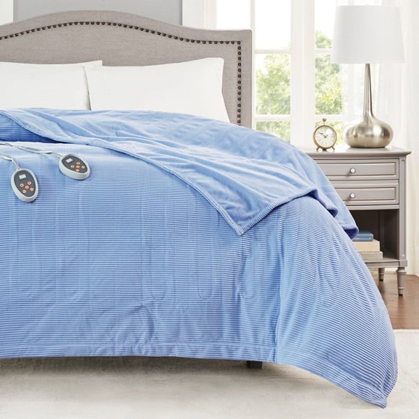Beautyrest Electric Micro Fleece Heated Blanket in Blue, Twin BR54-0183 - Image 2