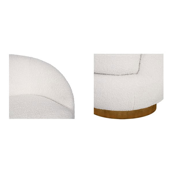 INK+IVY Jessel Shearling Sherpa Swivel Chair with Wood Base in Cream, One Size II103-0578 - Image 7