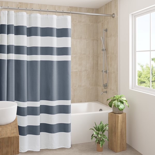 Madison Park Spa Waffle Shower Curtain with 3M Treatment in Dark Blue, 108x72" MP70-8558 - Image 4