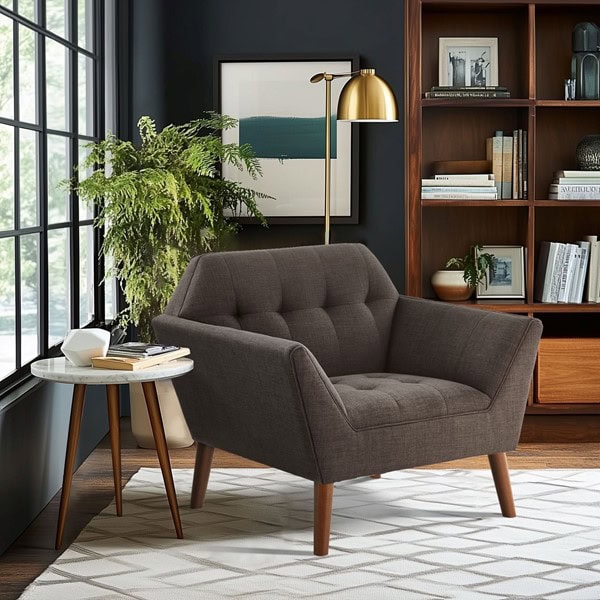 INK+IVY Newport Wide Mid-Century Modern Lounge Chair Set of 2 in Charcoal, Set of 2 II110-0587 - Image 4