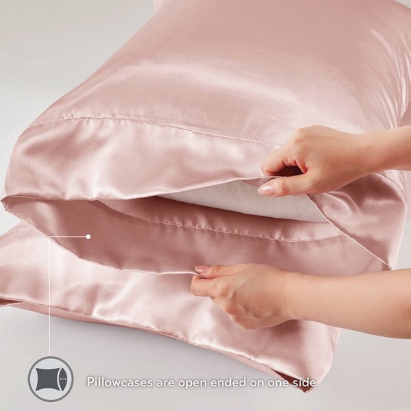 Madison Park Essentials Satin Luxury 2 PC Pillowcases in Blush, King MPE21-991 - Image 2