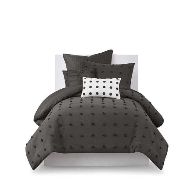 Urban Habitat Brooklyn Cotton Jacquard Comforter Set with Euro Shams and Throw Pillows in Charcoal, Twin/Twin XL UH10-2255 - Image 3