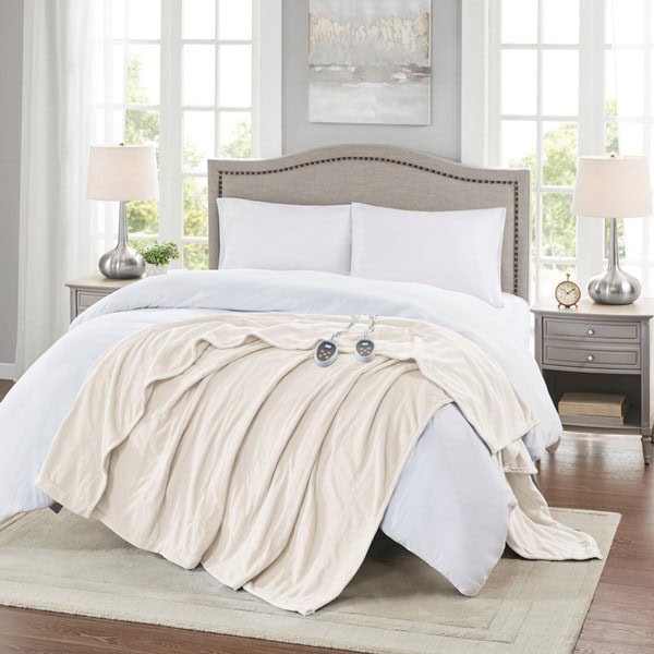 Beautyrest Electric Micro Fleece Heated Blanket in Ivory, Full BR54-0176 - Image 3