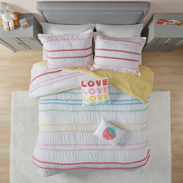 Urban Habitat Kids Haisley Cotton Duvet Cover Set with Chenille Trim in Pink, Twin UHK12-0172