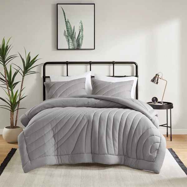 Urban Habitat Juniper Poly Jersey Puffy Comforter Set in Gray, King/Cal King UH10-2520 - Image 3