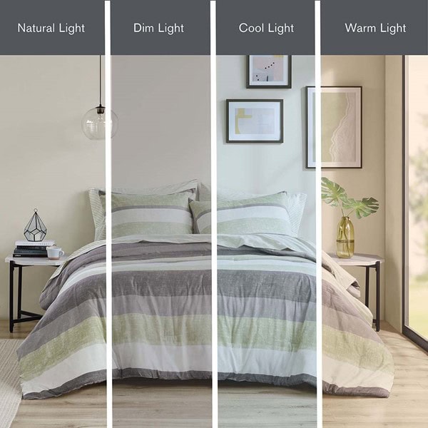 Madison Park Essentials Jaxon Stripe Comforter Set with Bed Sheets in Green/Grey, King MPE10-1071 - Image 3