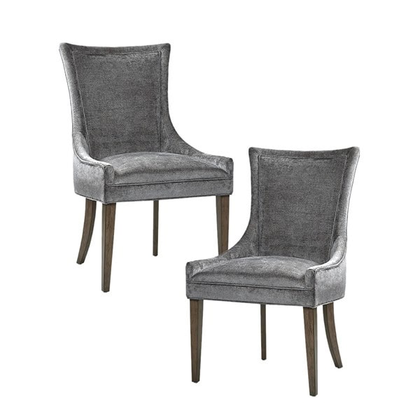 Madison Park Signature Ultra Upholstered Dining Side Chairs with wood legs (Set of 2) in Dark Gray, Set of 2 MPS108-0156 - Image 2