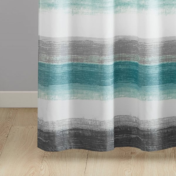 Madison Park Essentials Saben Stripe Print Shower Curtain in Aqua/Grey, 72x72" MPE70-1029 - Image 4
